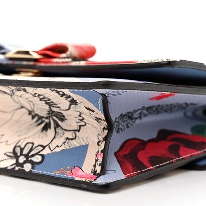 Salvatore Ferragamo Calfskin Floral Print Vara Bow Chain Flap Crossbody Chambray Multicolor 10 of 12