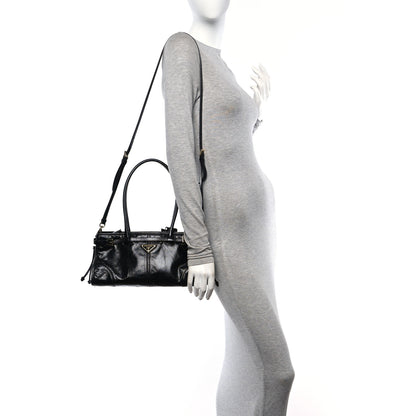 Prada Shiny Nappa Medium Shoulder Bag Black 2 of 9