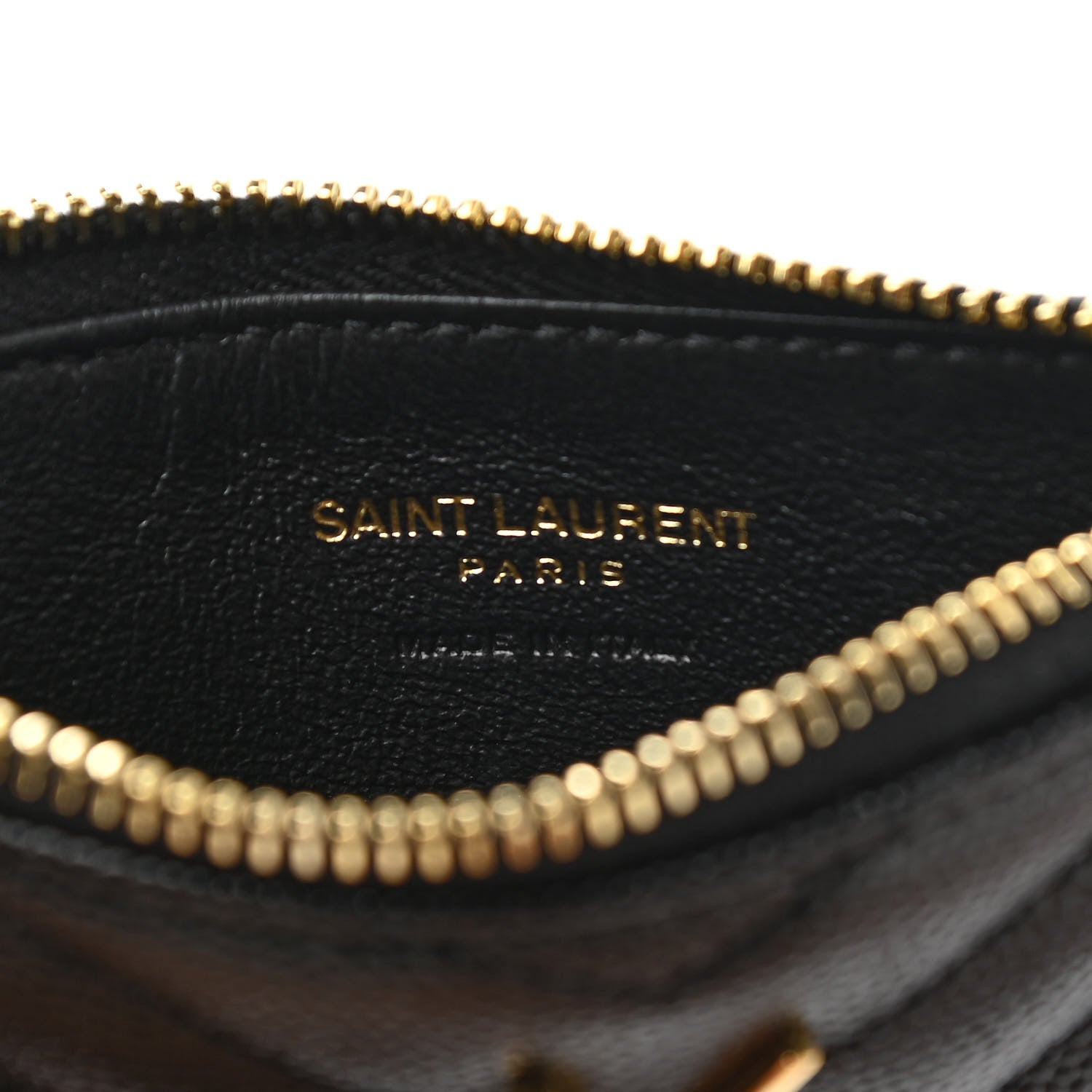 Saint Laurent Grain De Poudre Matelasse Chevron Monogram Fragments Zippered Card Case Black 6 of 8