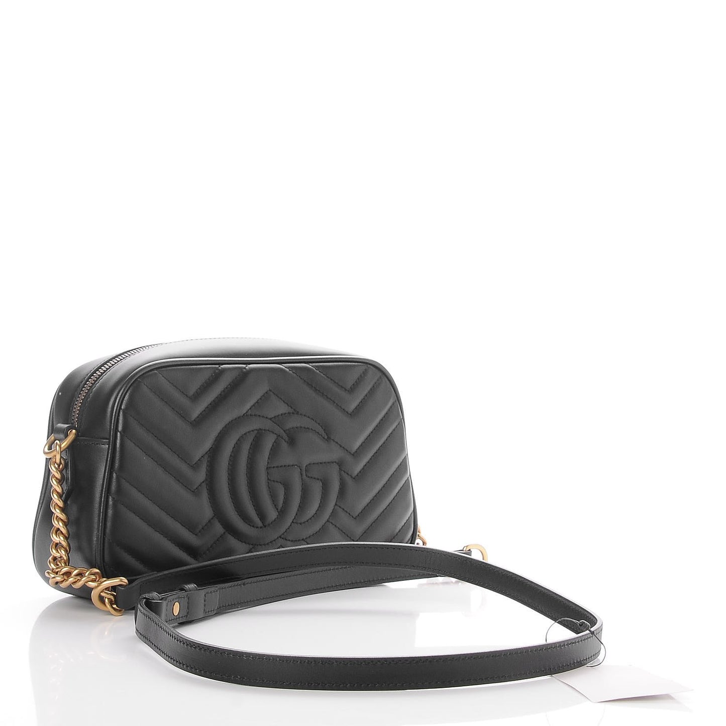 Calfskin Matelasse Small GG Marmont Chain Shoulder Bag Black