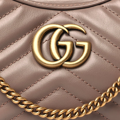 Gucci Calfskin Matelasse Chevron Mini GG Marmont Half Moon Hobo Porcelain Rose 8 of 11