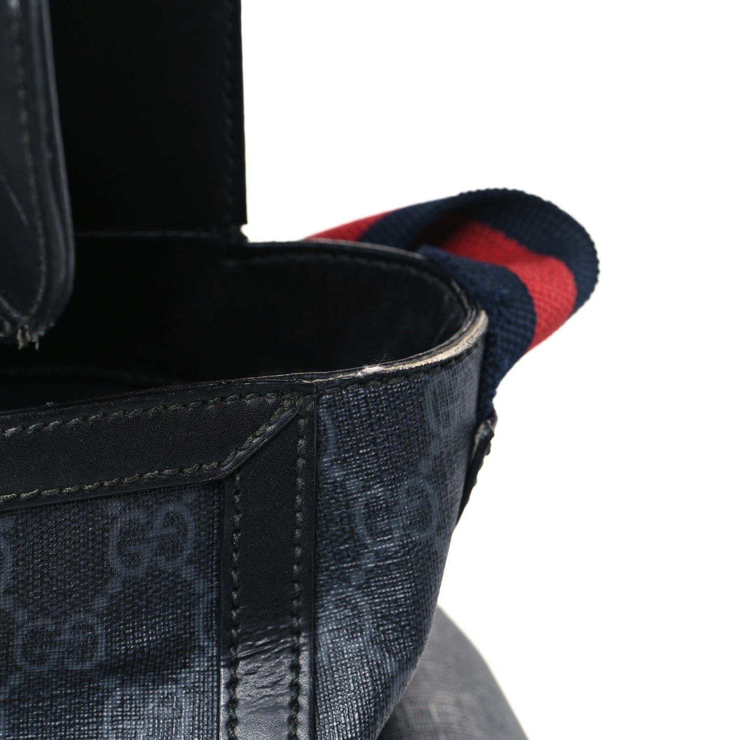 GG Supreme Monogram Web Messenger Diaper Bag Black Grey