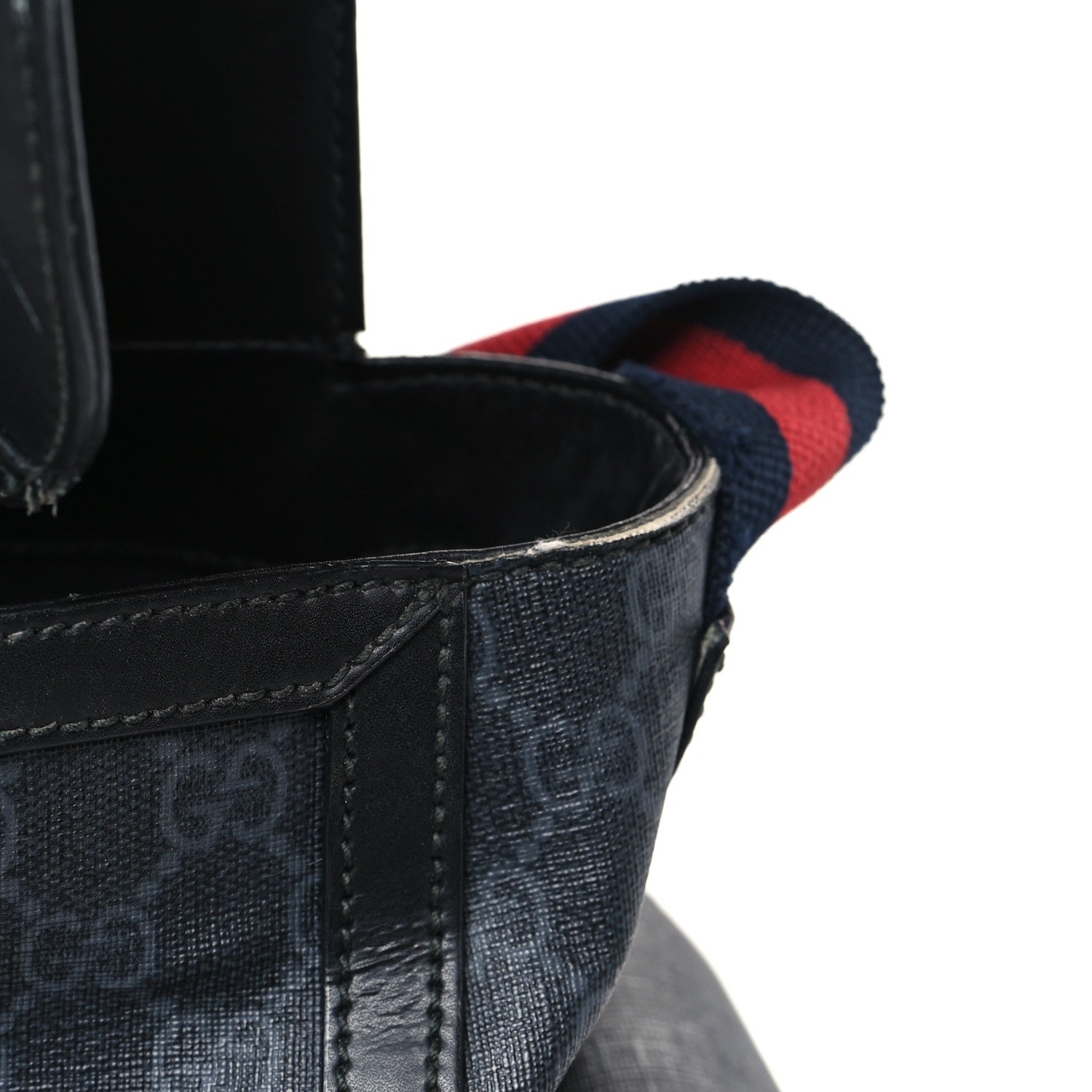 Gucci GG Supreme Monogram Web Messenger Diaper Bag Black Grey 13 of 14