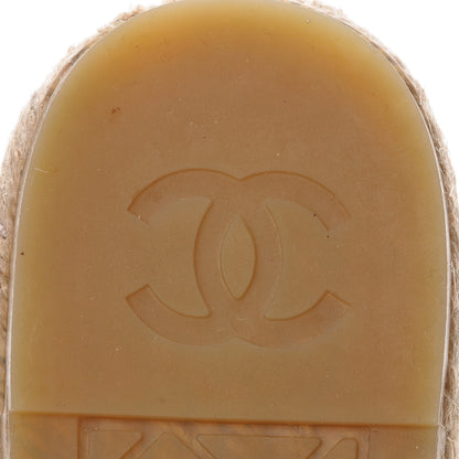 Chanel Grained Calfskin CC Espadrilles 35 White Black 7 of 11