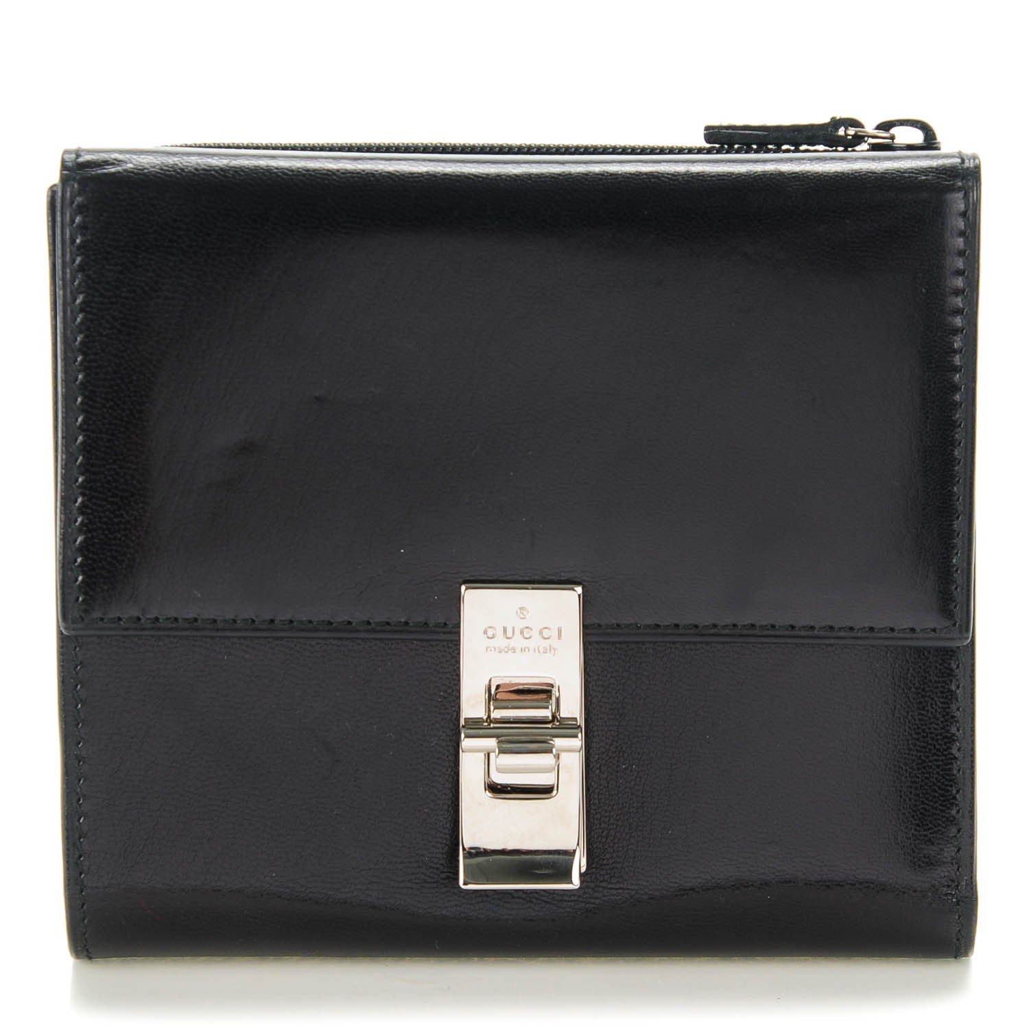 Gucci Calfskin French Flap Wallet Black 1 of 8
