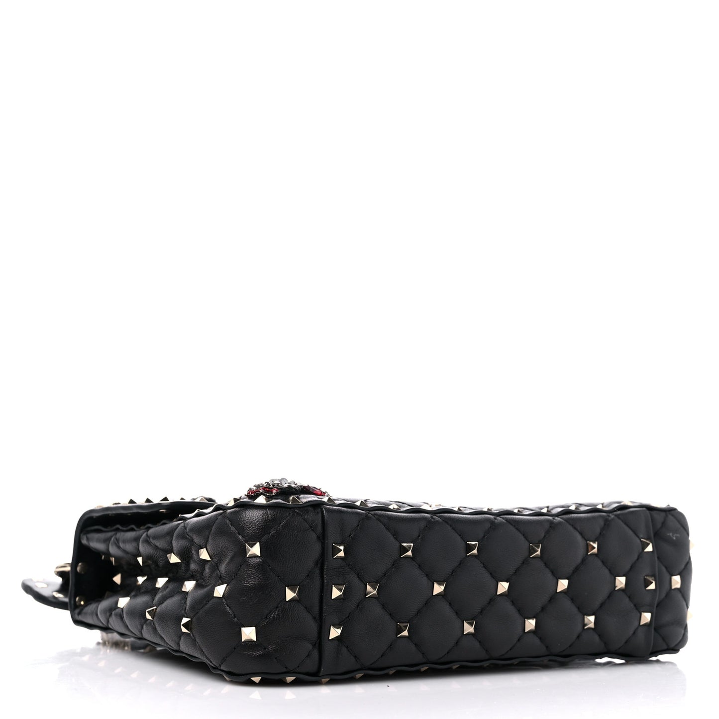 Lambskin Sequin Snake Medium Rockstud Spike Shoulder Bag Black