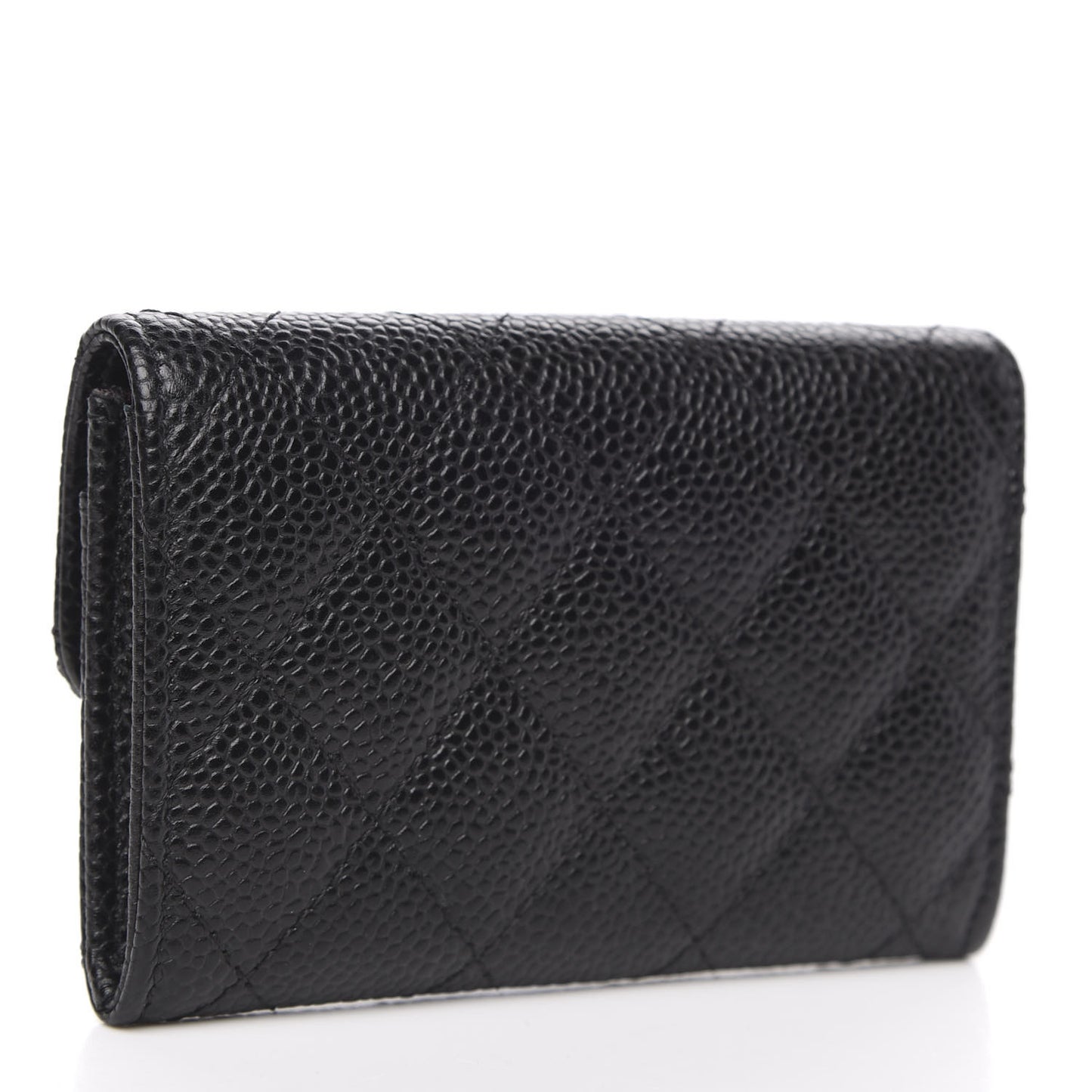 Caviar Quilted Flap Card Holder Black
