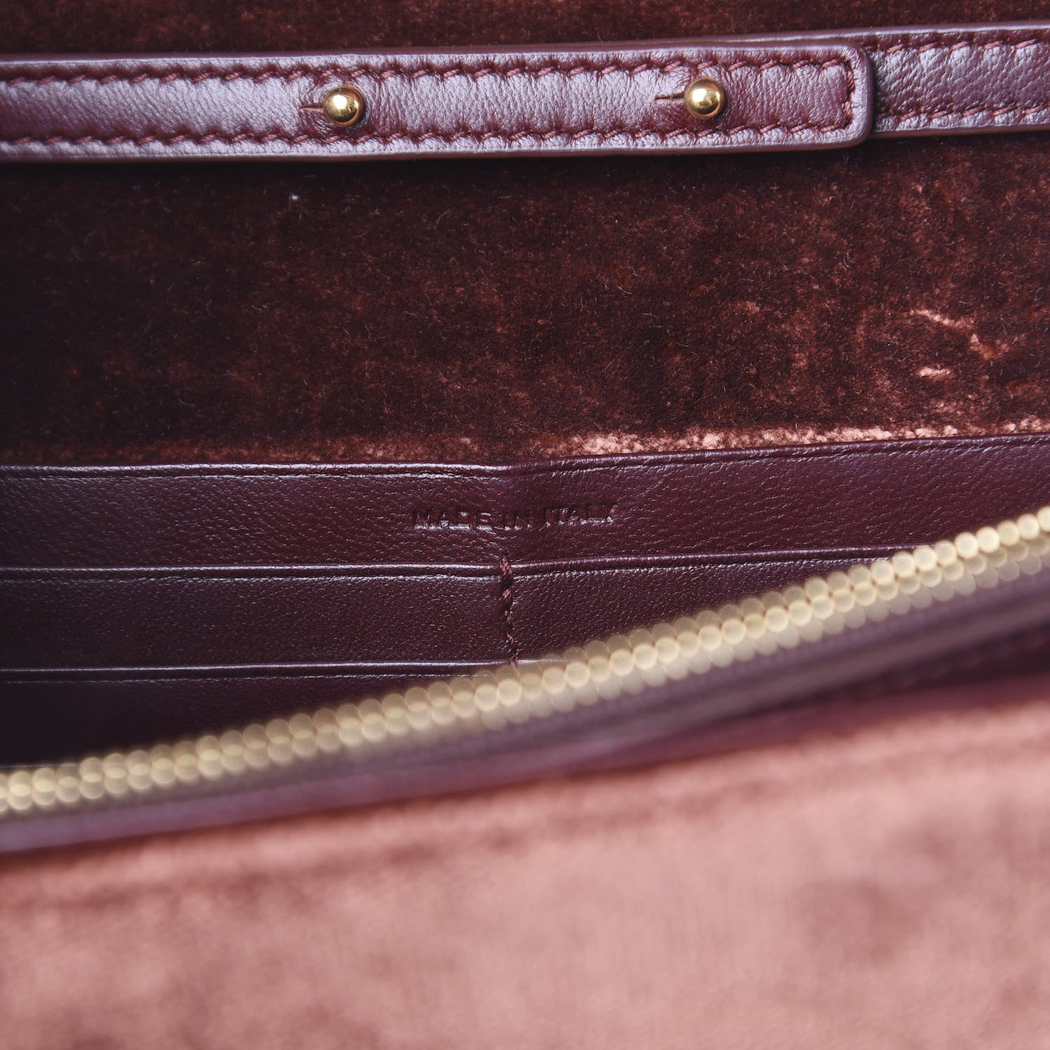 Saint Laurent Textured Velour Monogram Chain Wallet Red Clay 5 of 9