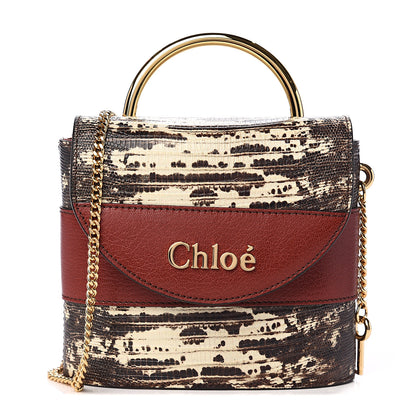 Chloe Calfskin Lizard Embossed Small Aby Lock Sepia Brown 1 of 9