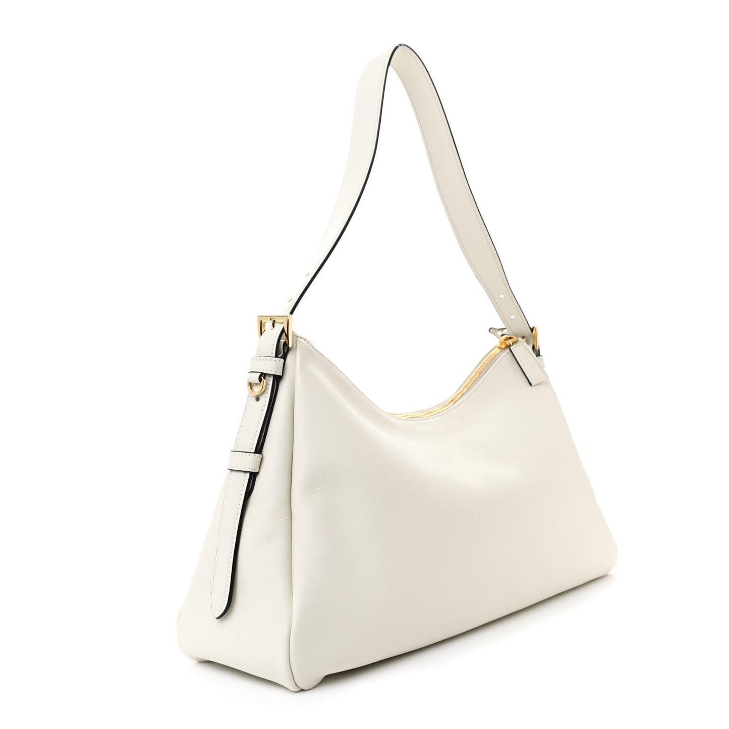 Soft Calfskin Large Aimée Shoulder Bag White