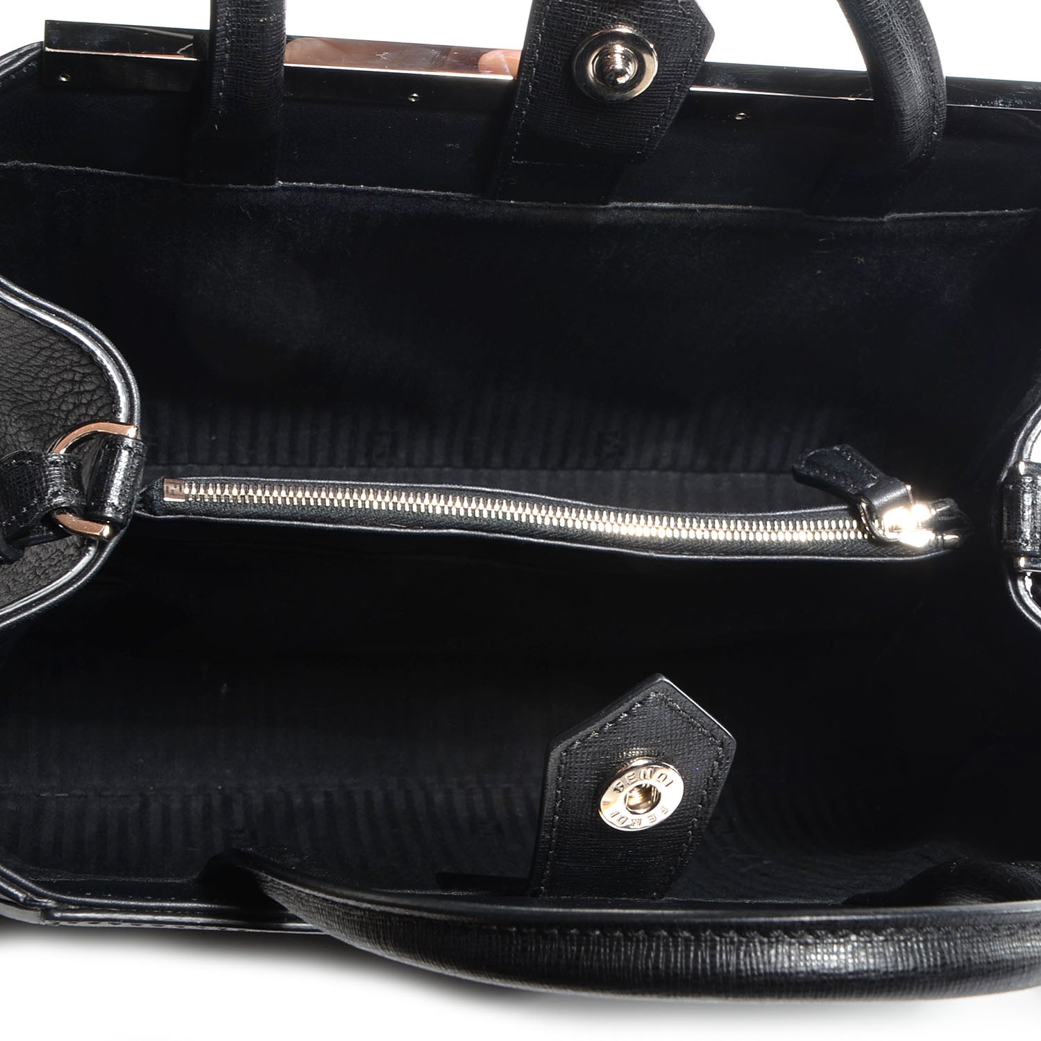 Fendi Saffiano Monster Colorblock Petite 2Jours Tote Black 6 of 10