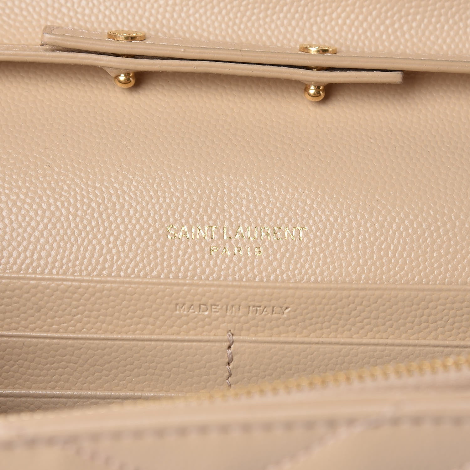 Saint Laurent Grain De Poudre Matelasse Chevron Monogram Chain Wallet Nude Powder 6 of 10
