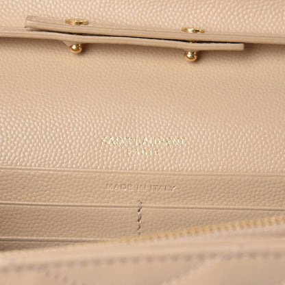 Saint Laurent Grain De Poudre Matelasse Chevron Monogram Chain Wallet Nude Powder 6 of 10