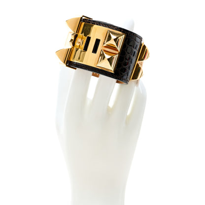 Hermes Shiny Alligator Collier de Chien CDC Bracelet XS Havane 2 of 7