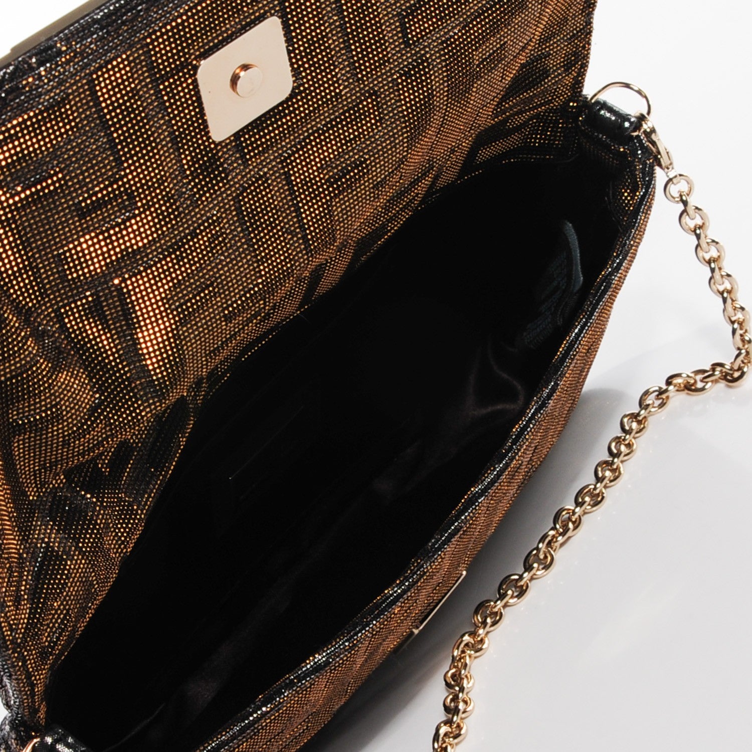 Fendi Metallic Lurex Zucca Mia Pochette Gold Silver 6 of 10