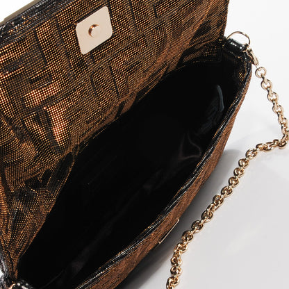 Fendi Metallic Lurex Zucca Mia Pochette Gold Silver 6 of 10