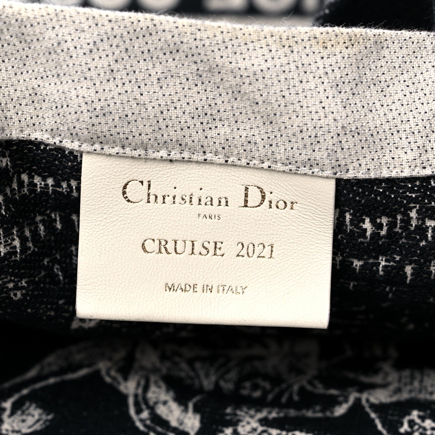 Christian Dior Canvas Print Cruise Tote Ivory Black 6 of 11