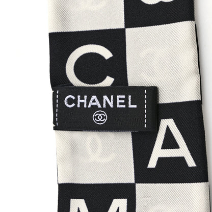 Chanel Silk Logo Cambon Slim Bandeau Scarf Black Ecru 3 of 4