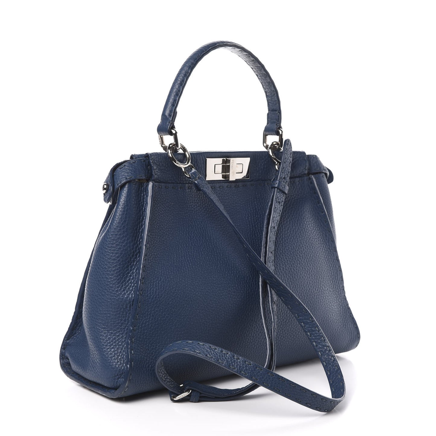 Cuoio Romano Selleria Bi-Color Medium Peekaboo Iconic Satchel Blue Latte