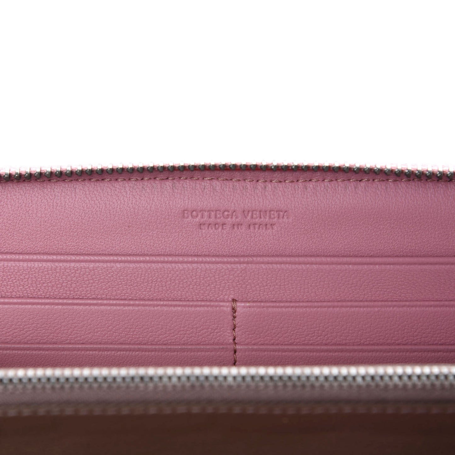 Nappa Intrecciato Zip Around Wallet Pink