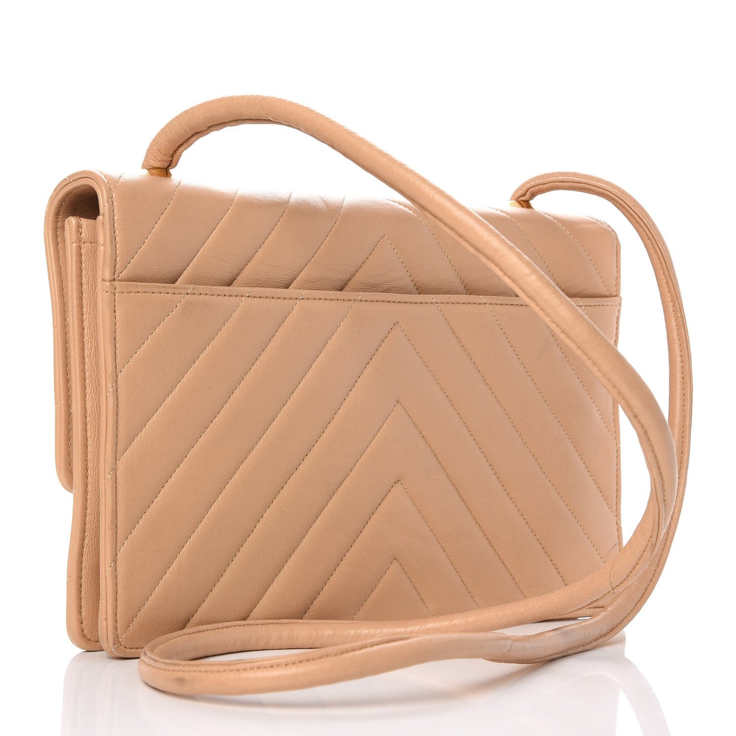 Lambskin Chevron Flap Beige