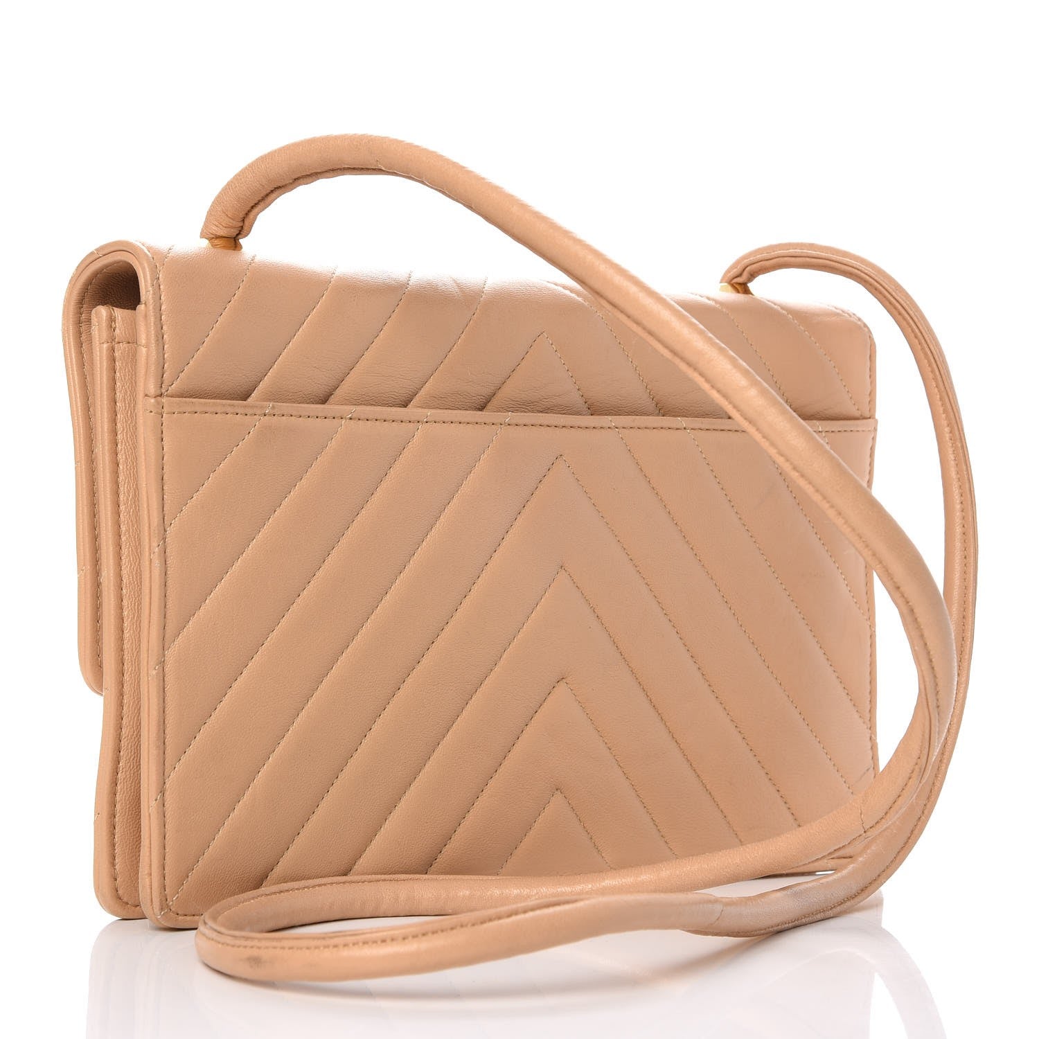 Chanel Lambskin Chevron Flap Beige 3 of 13