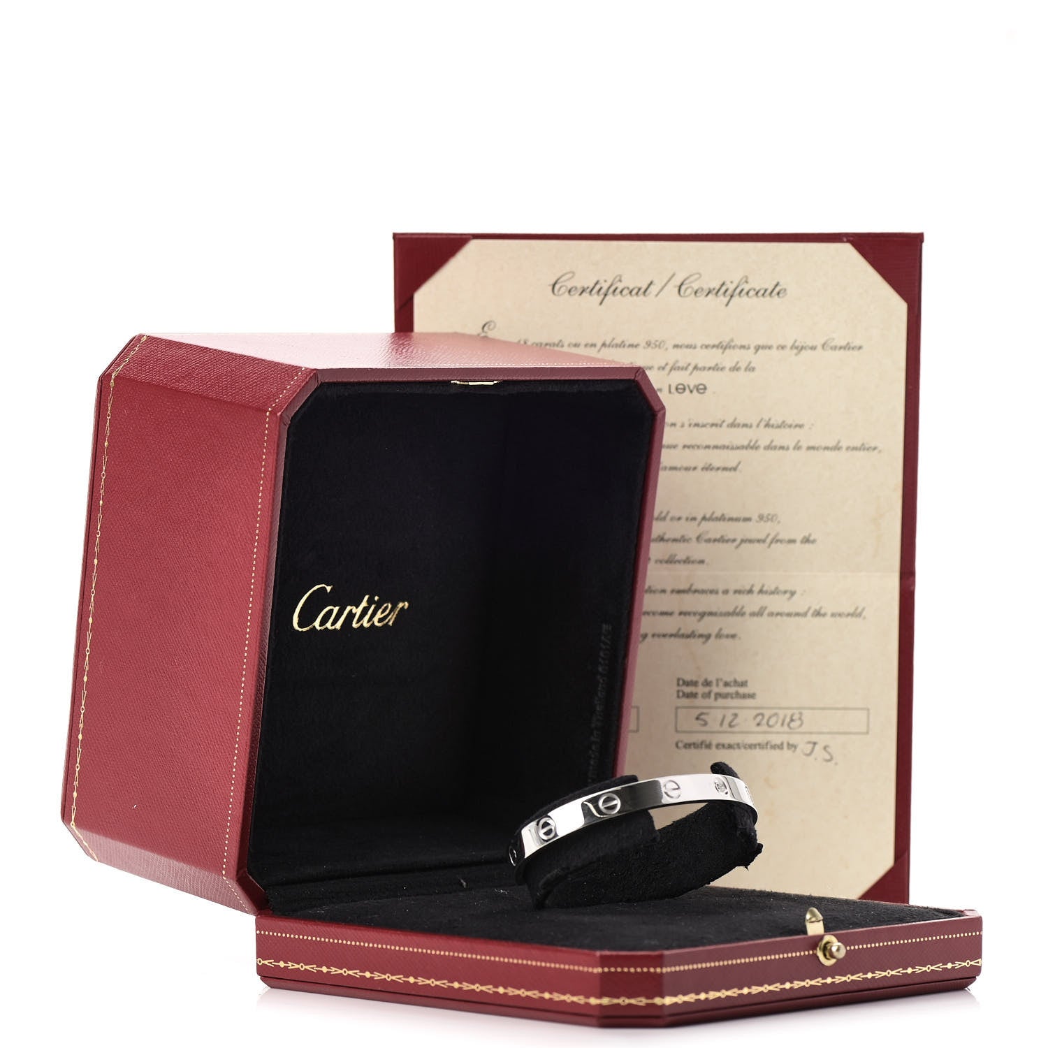 Cartier 18K White Gold 1 Diamond LOVE Cuff Bracelet 18 5 of 5