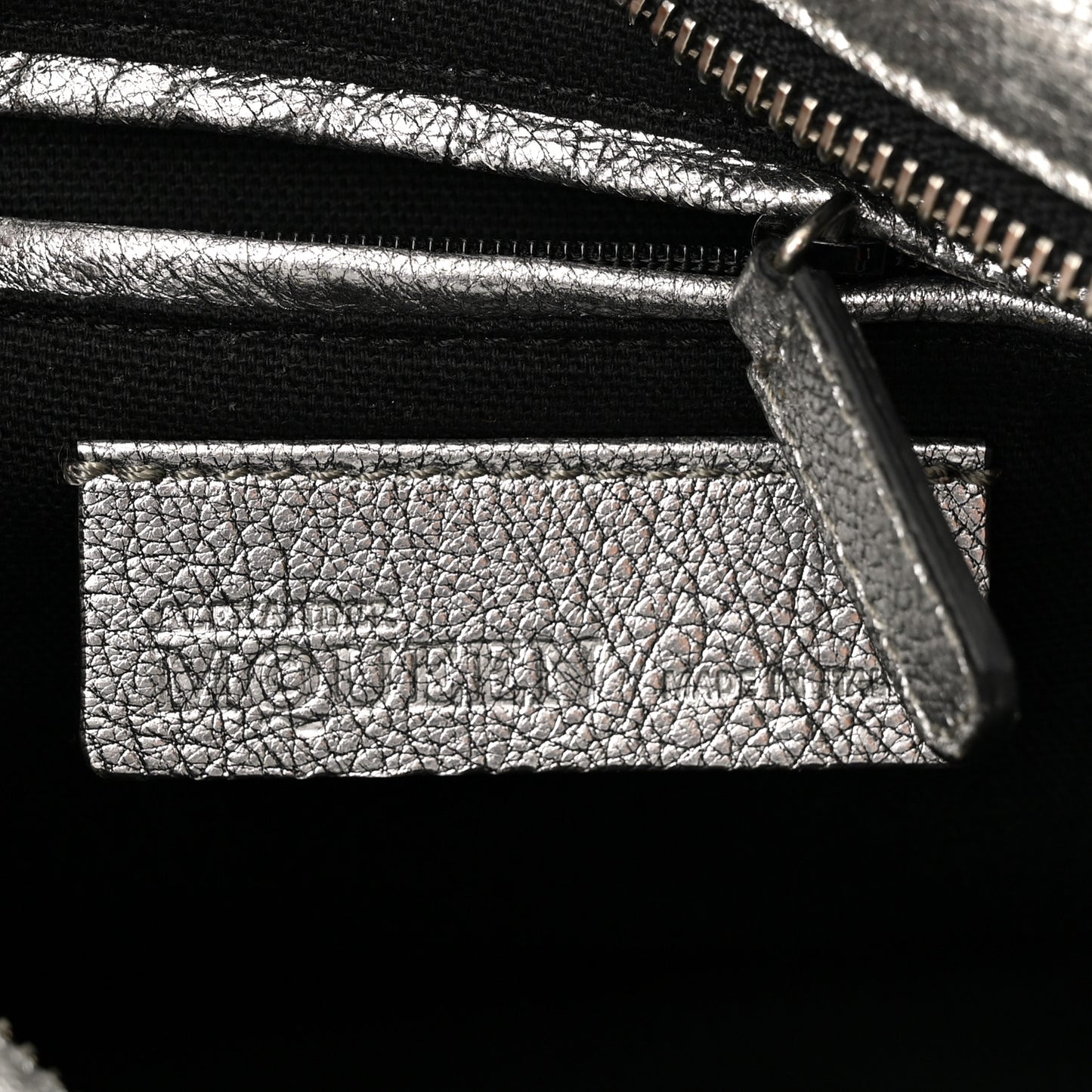 Metallic Pebbled Calfskin Mini Padlock Tote Silver