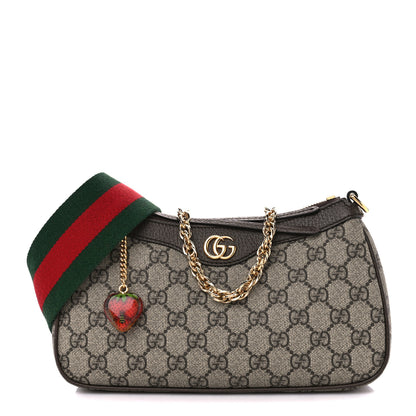 Gucci GG Supreme Monogram Textured Dollar Calfskin Web Small Ophidia GG Handbag Beige Ebony New Acero 1 of 11