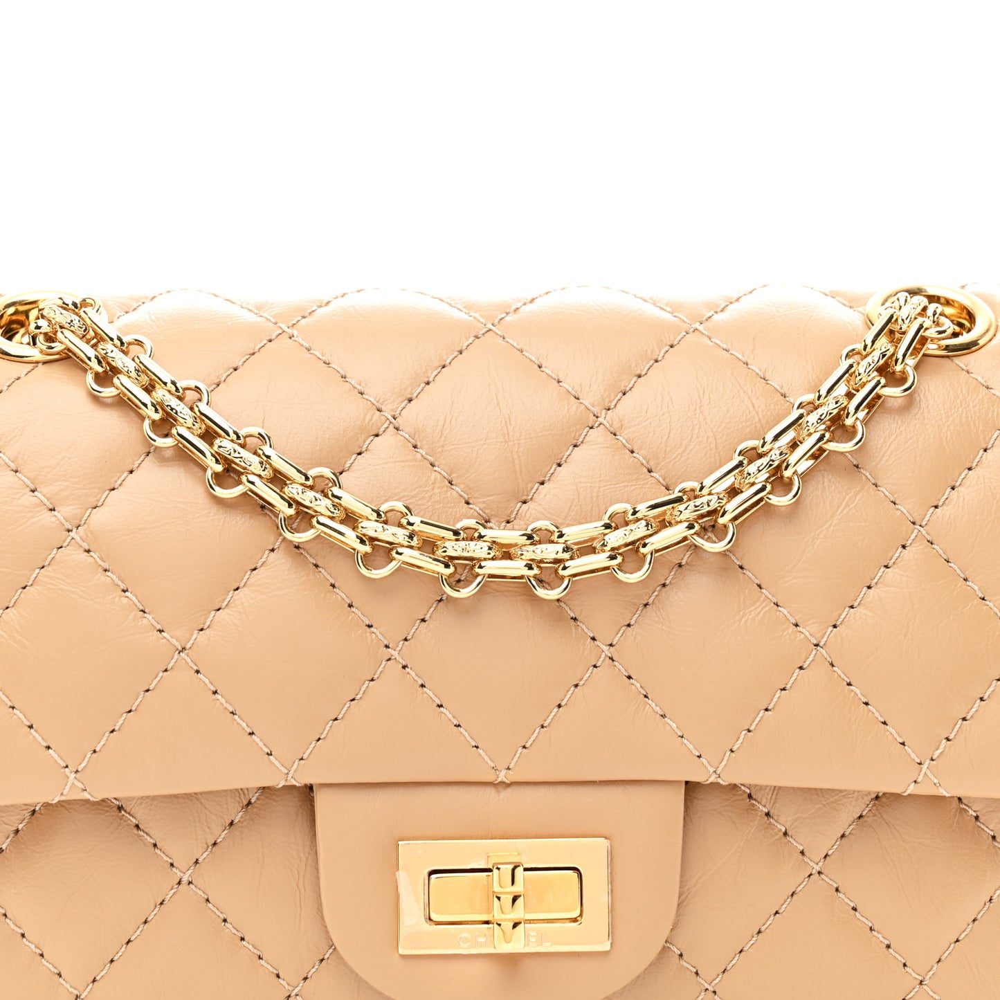Aged Calfskin Quilted 2.55 Reissue Mini Flap Beige