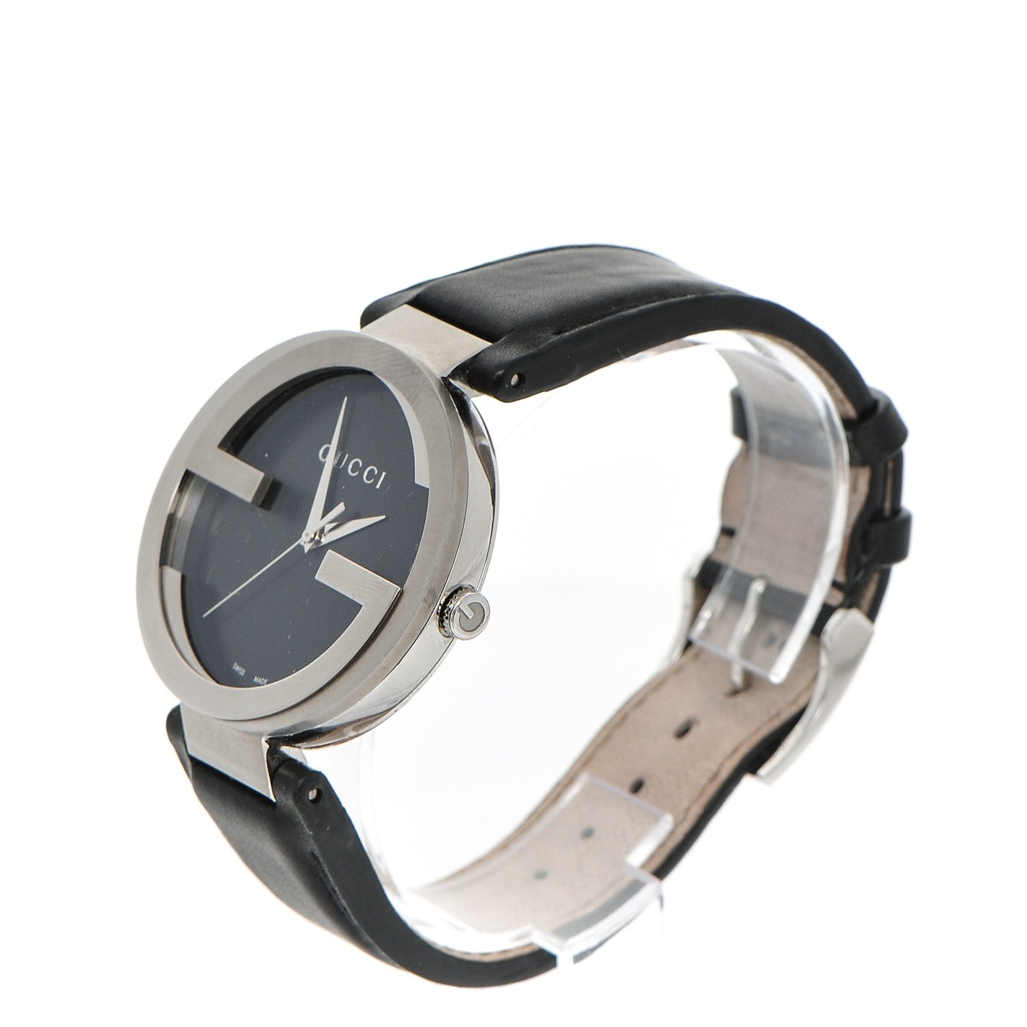 Gucci Stainless Steel Calfskin 42mm Interlocking G Quartz Watch Black 3 of 10