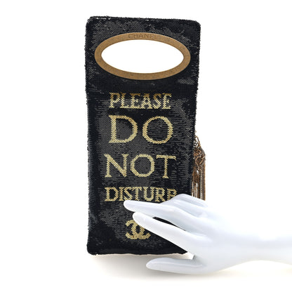 Chanel Sequin Do Not Disturb Minaudiere Clutch Black Gold 2 of 7