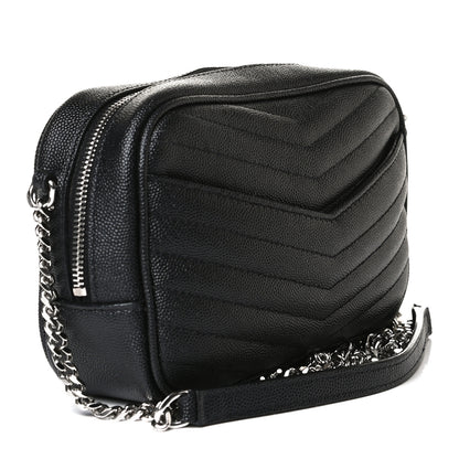 Saint Laurent Grain De Poudre Matelasse Monogram Mini Lou Camera Bag Black 2 of 12