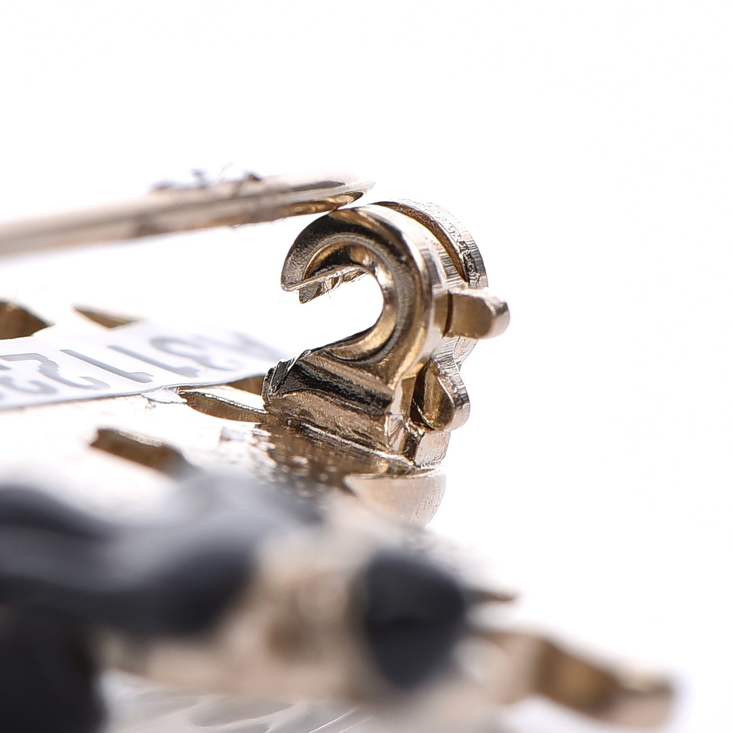 Metal Resin Crystal Motorcycle Coco Brooch Gold Black White