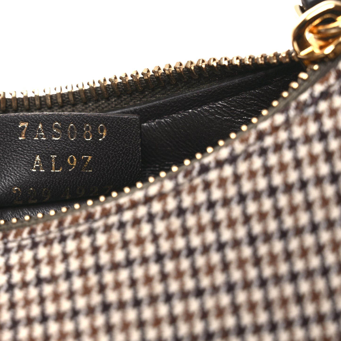 Wool Nappa Micro Houndstooth Nano Fendigraphy Hobo Charm Beige Moro