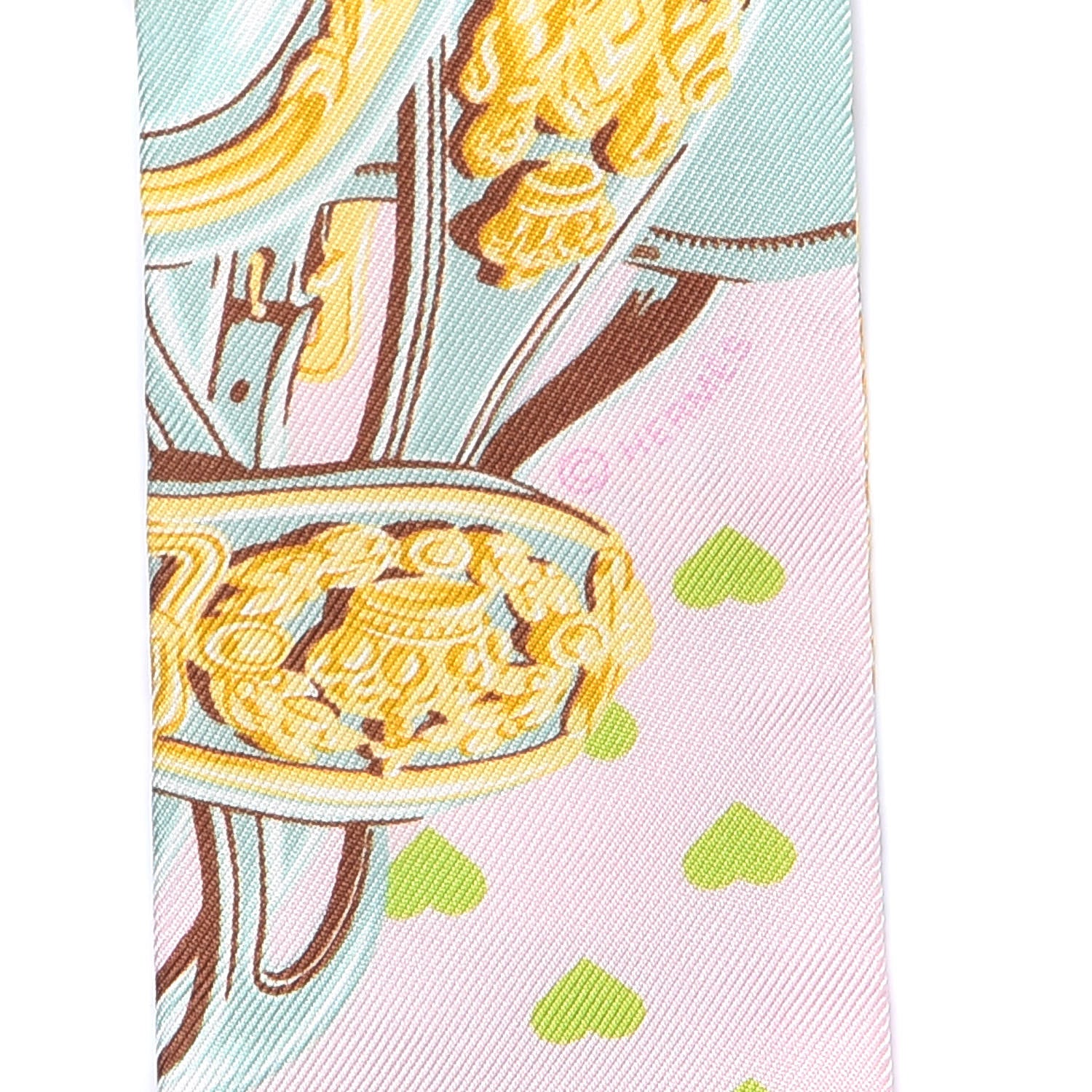 Hermes Silk Brides de Gala Love Twilly Parme Vert D Eau Vieux Rose 4 of 4