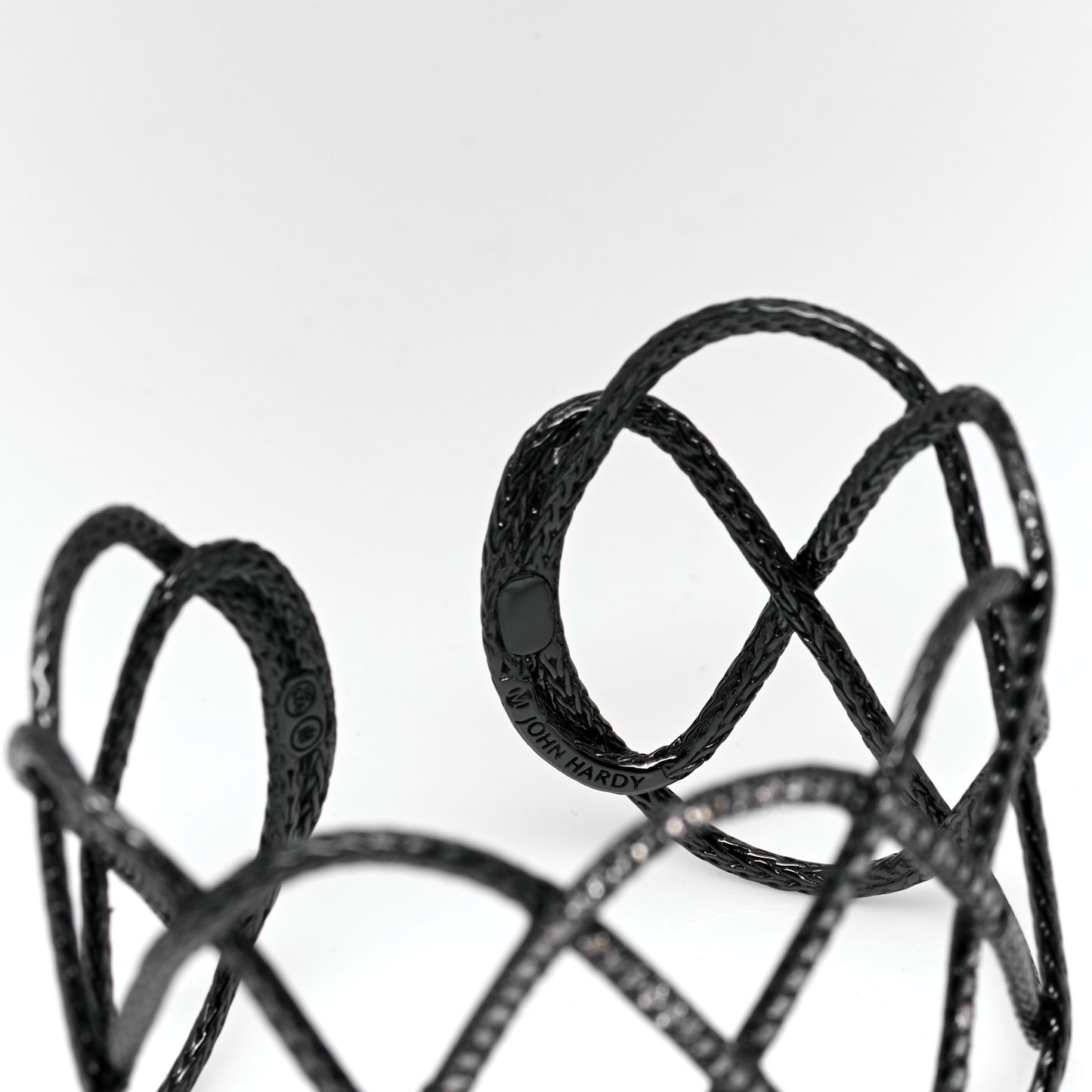 Rhodium Plated Sterling Silver Diamond Classic Chain Cuff Bracelet