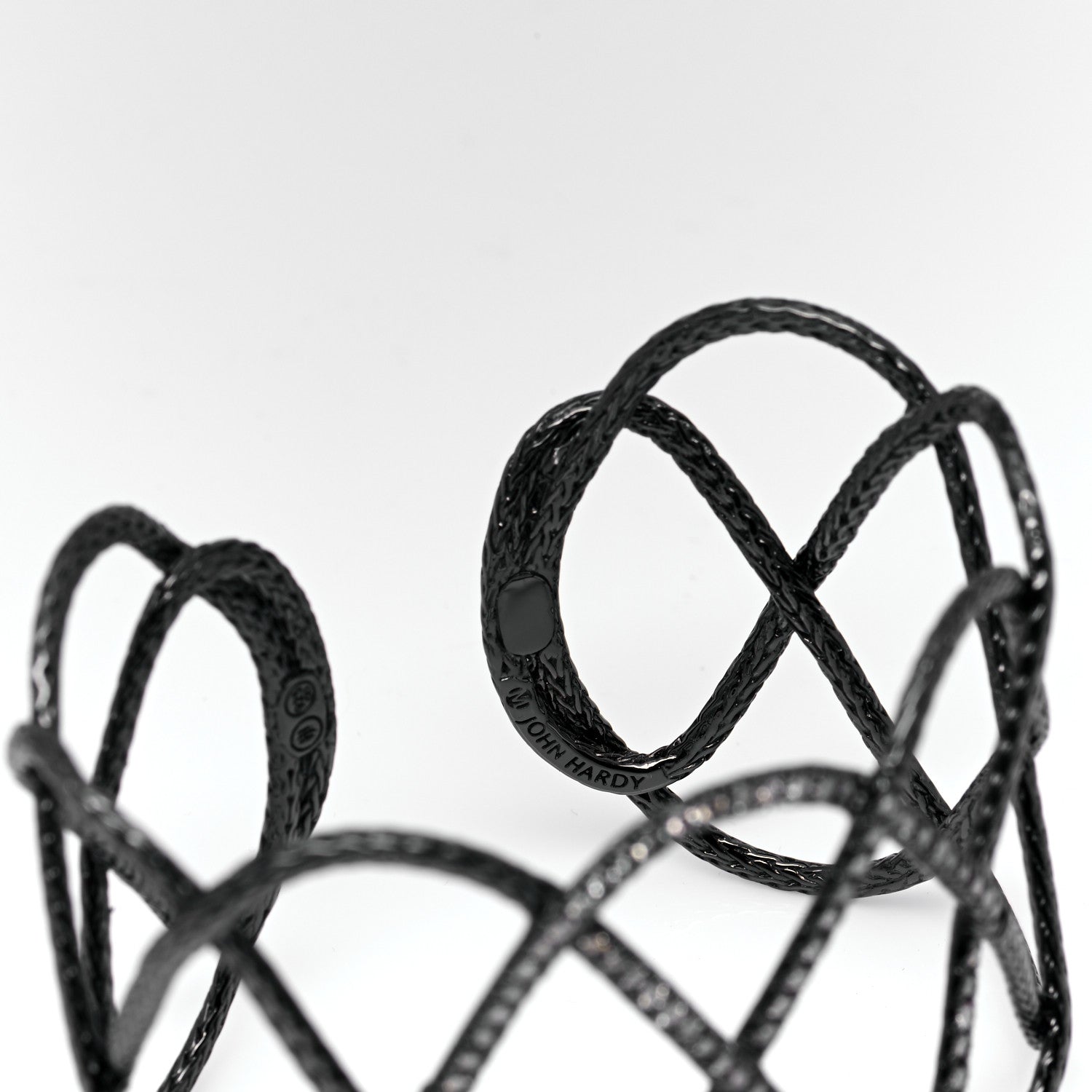 John Hardy Rhodium Plated Sterling Silver Diamond Classic Chain Cuff Bracelet 4 of 6
