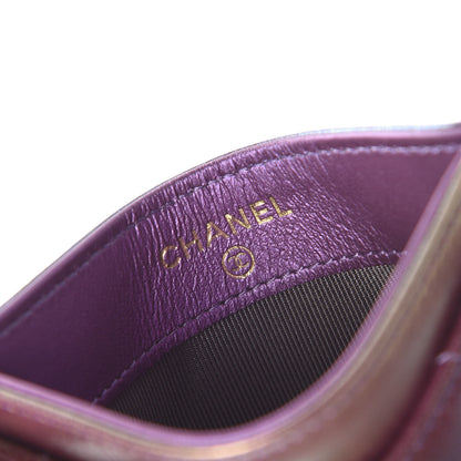 Chanel Iridescent Lambskin Quilted Card Holder Purple 6 of 10