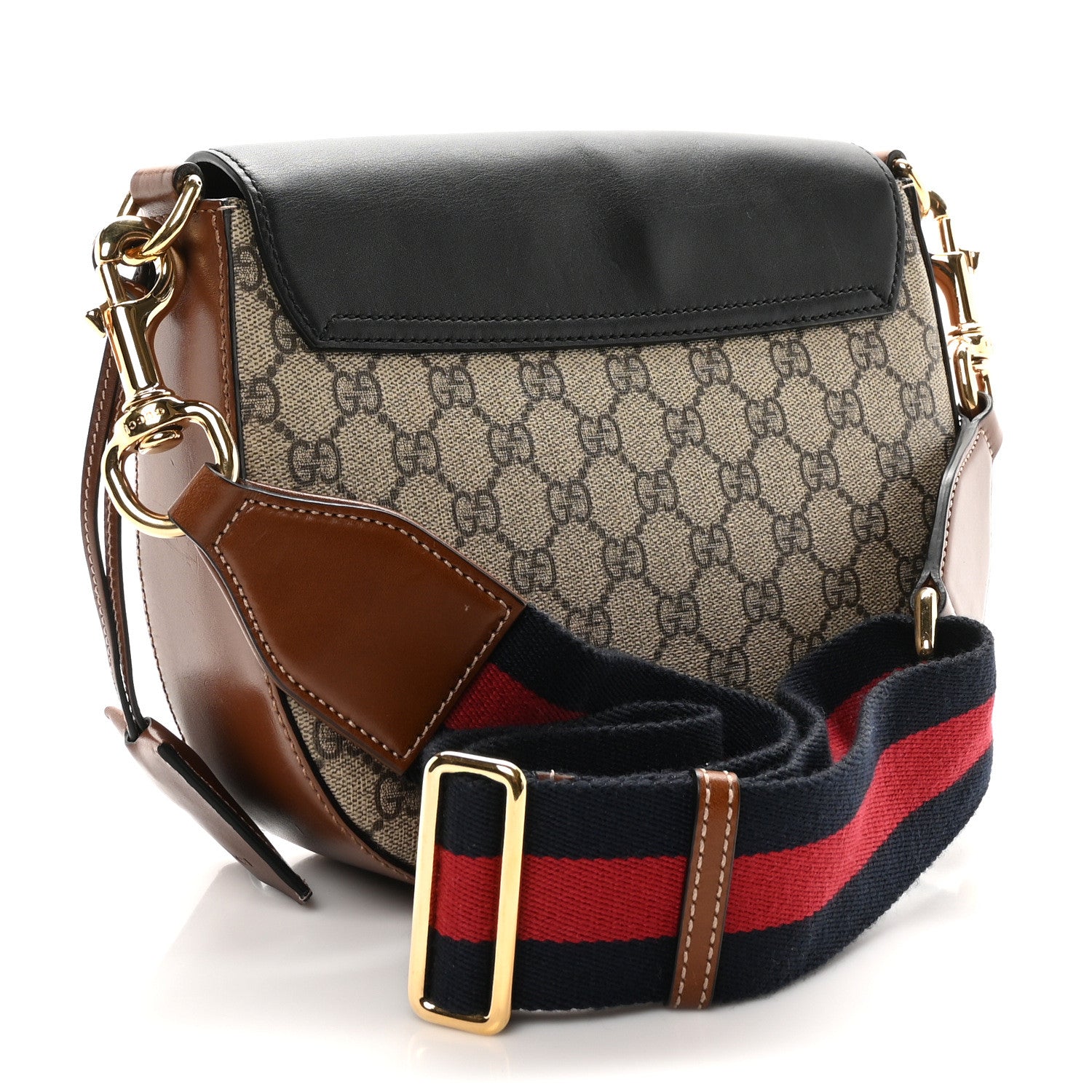 Gucci GG Supreme Monogram Web Medium Padlock Messenger Shoulder Bag Black 3 of 10