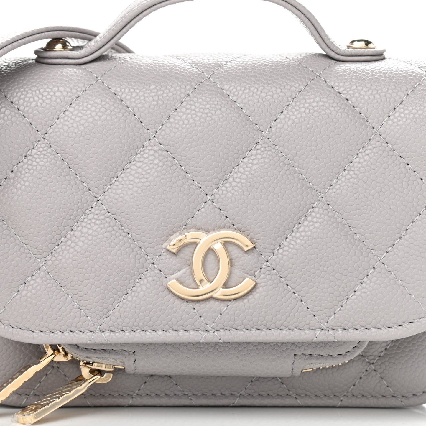 Caviar Quilted Mini Business Affinity Flap Grey
