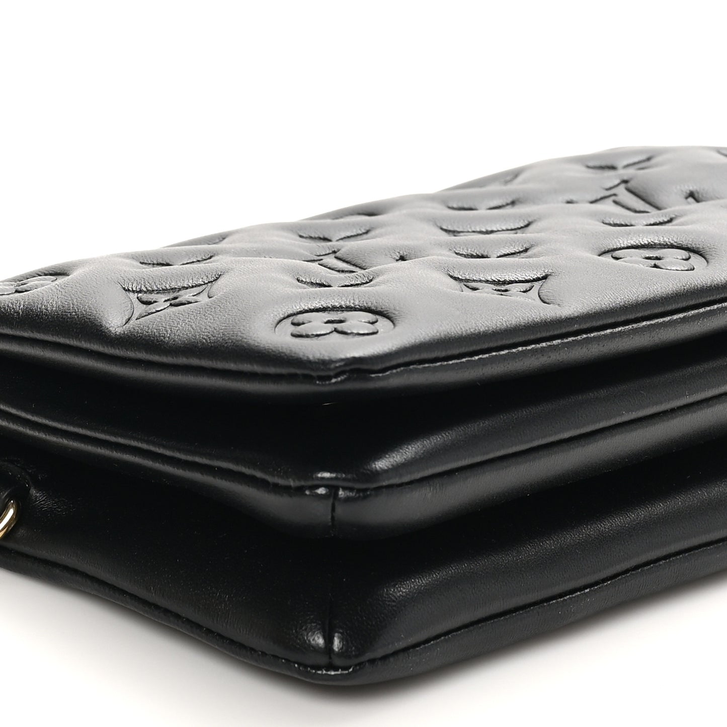 Lambskin Embossed Monogram Pochette Coussin Black