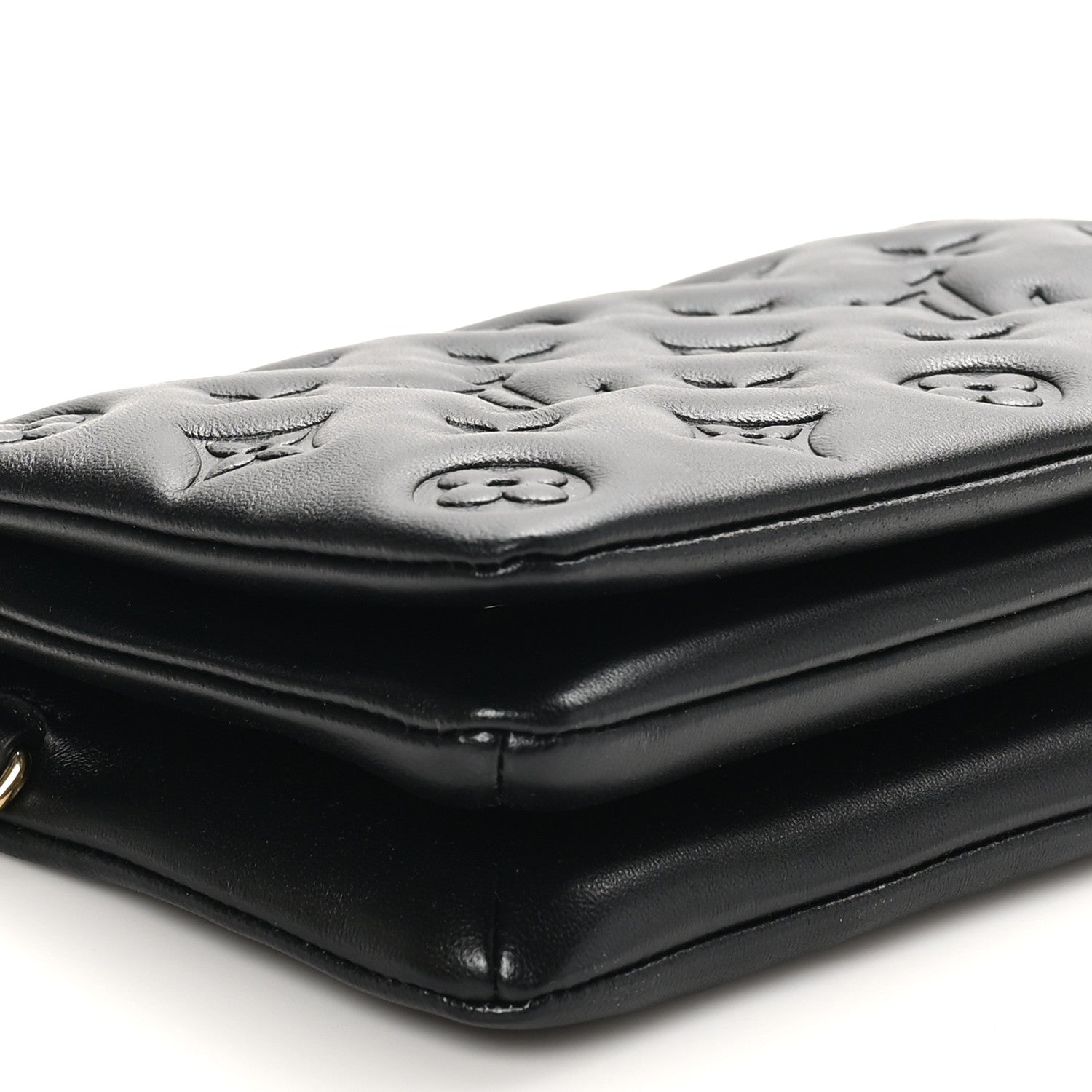 Louis Vuitton Lambskin Embossed Monogram Pochette Coussin Black 8 of 10