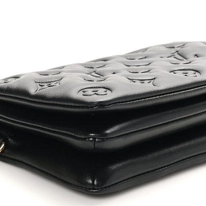 Louis Vuitton Lambskin Embossed Monogram Pochette Coussin Black 8 of 10
