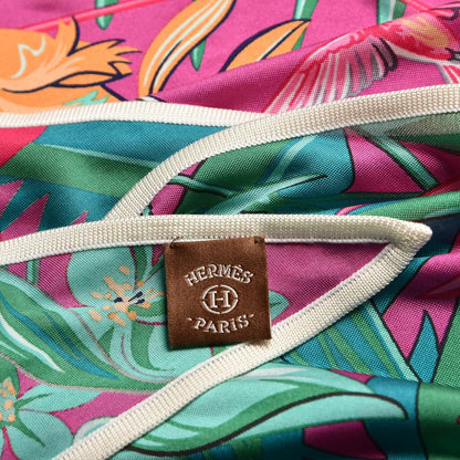 Hermes Silk Jersey Flamingo Party Maxi Pointe Triangle Scarf 7 of 8