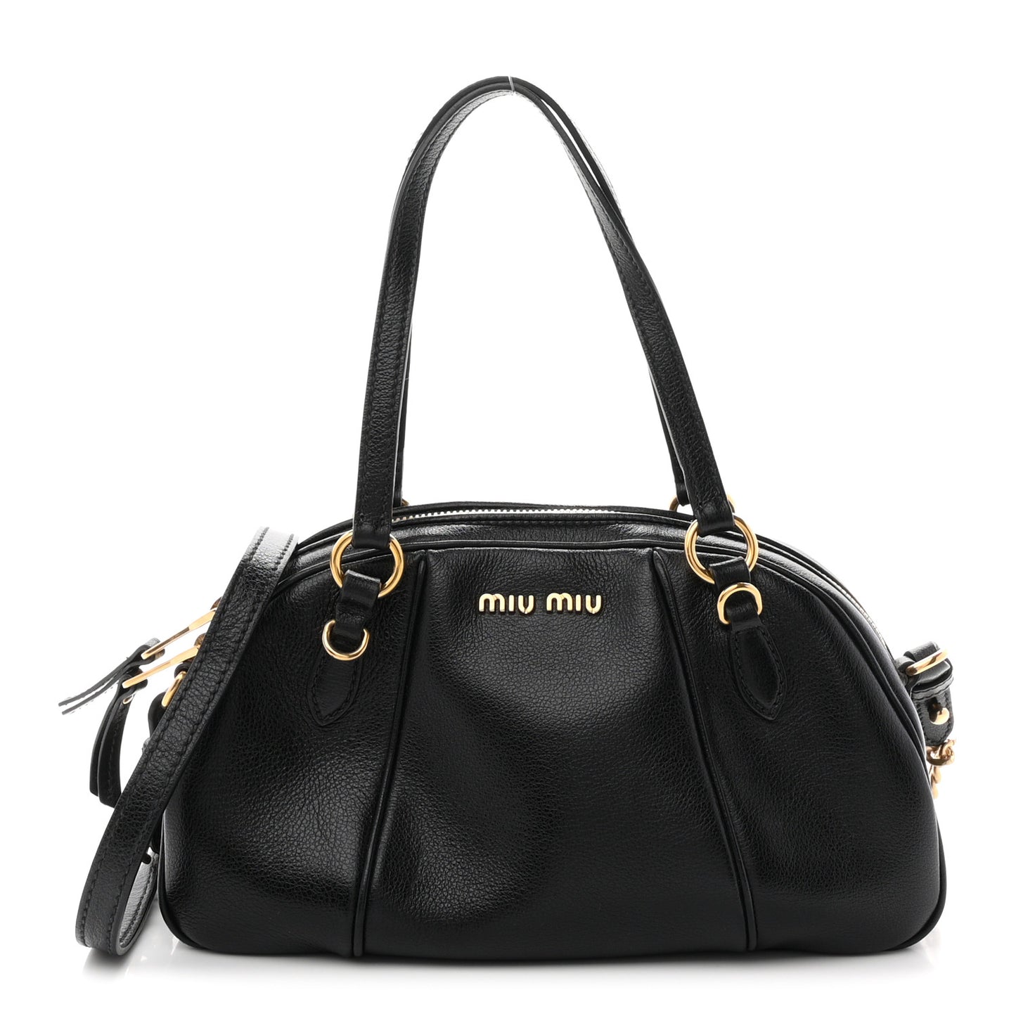 Glace Calfskin Bauletto Shoulder Bag Black
