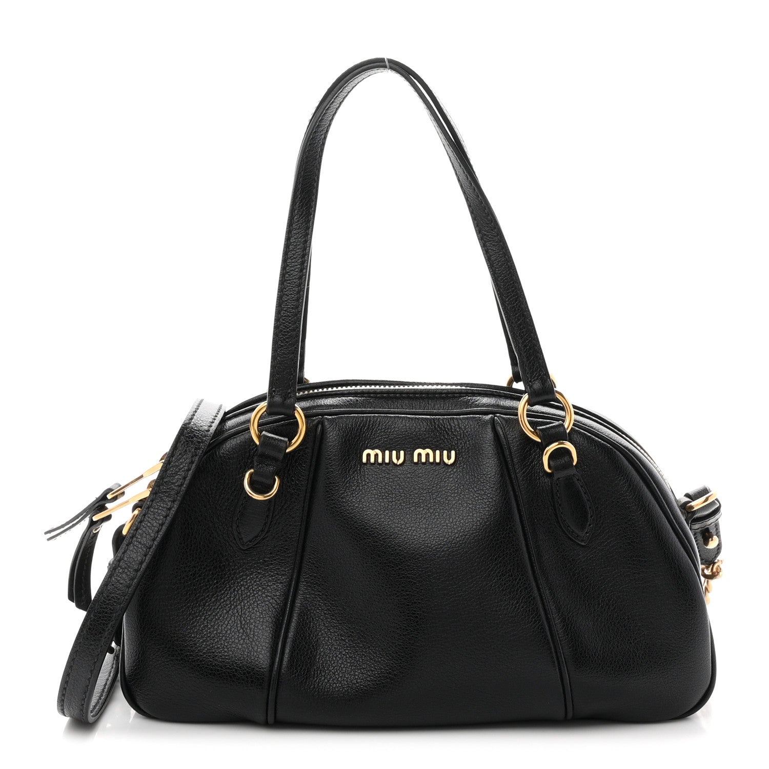 Miu Miu Glace Calfskin Bauletto Shoulder Bag Black 1 of 9