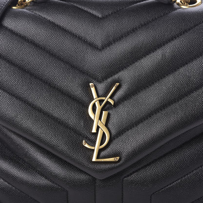 Saint Laurent Grain de Poudre Calfskin Y Quilted Monogram Medium Loulou Chain Satchel Black 10 of 10