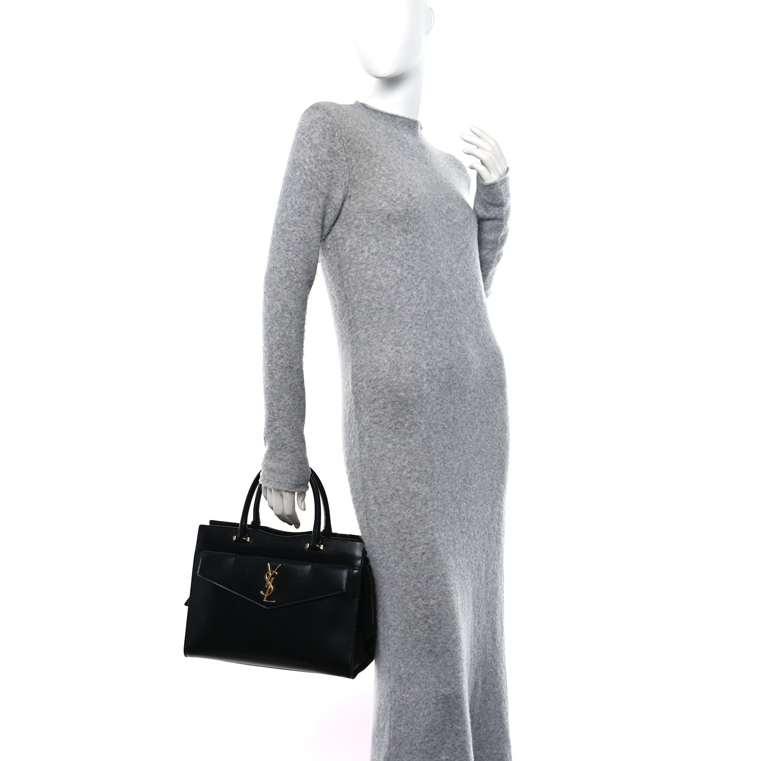 Saint Laurent Shiny Calfskin Medium Uptown Tote Black 3 of 11