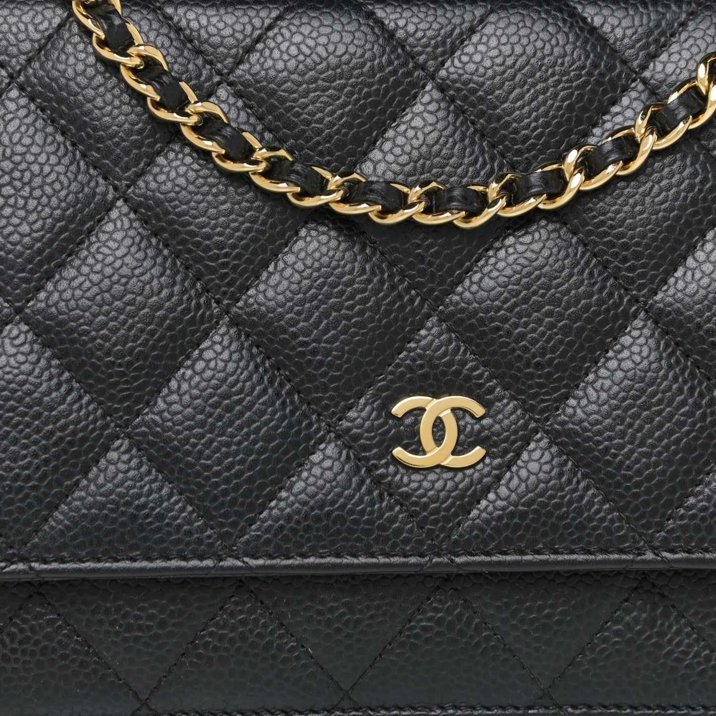 Caviar Quilted Wallet On Chain WOC Black